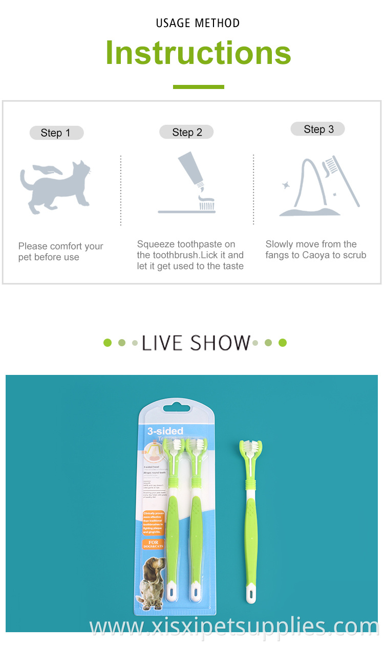 Factory Wholesale 2 In 1 Pet Dental Care 3D Pet Toothbrush Cat Dog Tooth Brush